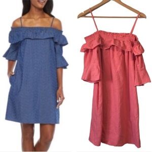 Vivi By Violet Weekend Cotton Dress Off Shoulder Ruffles Cottagecore Small